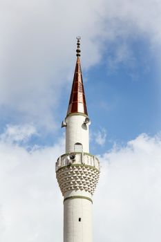 detail of small mosque in Turkey with blue sky
