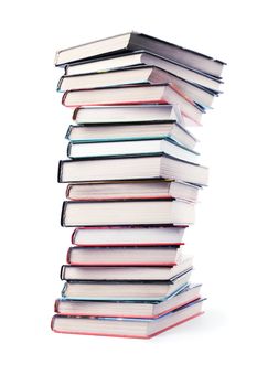 big pile of books isolated