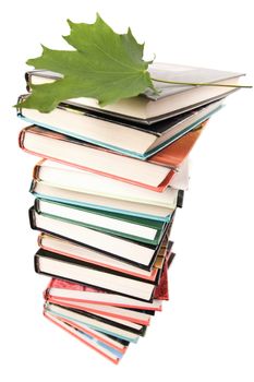 big pile of books isolated