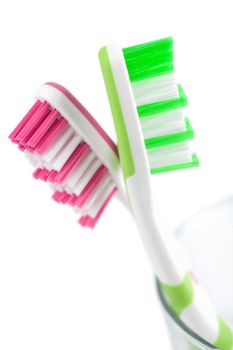 two toothbrushes isolated