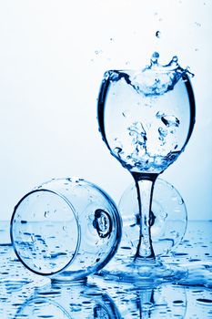 pure water splashing into glass

