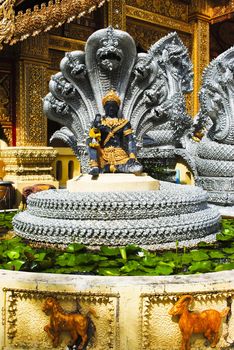 Ancient giant sculpture of temple in Lamphun, Thailand