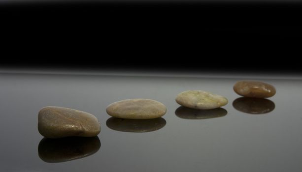 brown rocks on black reflection plate