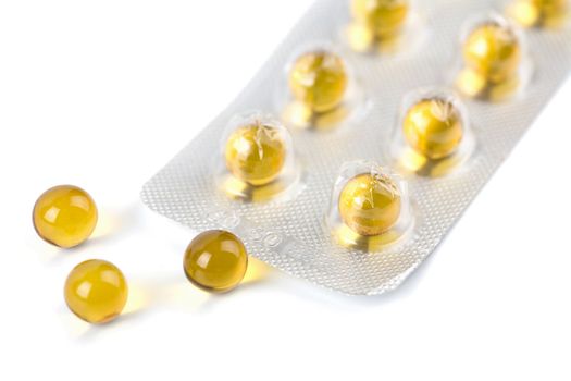 yellow pills isolated