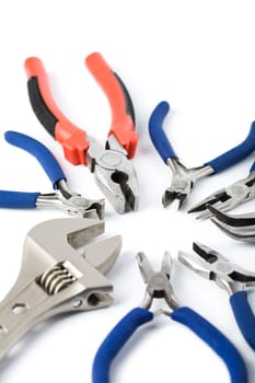 set of colorful tools isolated