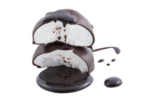 marshmallows in chocolate syrup