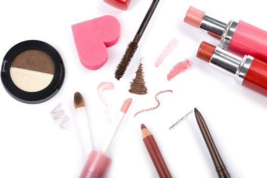 colorful makeup collection isolated