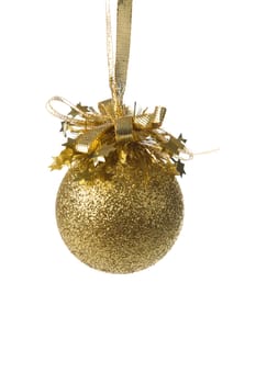 golden christmas ball isolated. holiday background