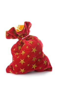 red christmas sack full of presents isolated