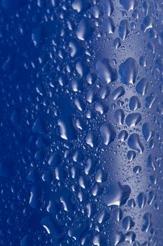 water drops on blue glass