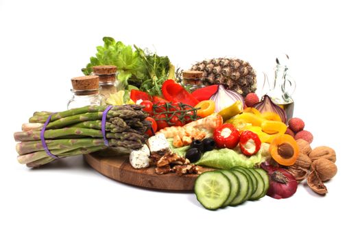 Various fresh products to make a healthy salad