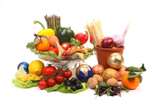 Various fresh products to make a healthy salad