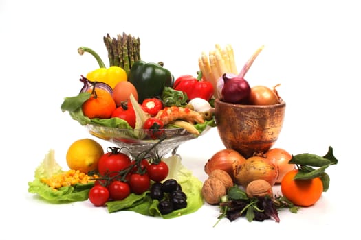 Various fresh products to make a healthy salad