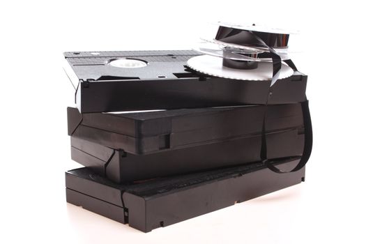 Video tape isolated against a white background with copy space