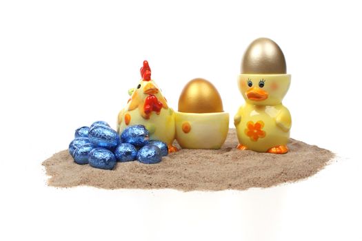 Colourful Easter concept against a white background