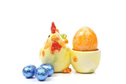 Colourful Easter concept against a white background