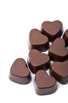 chocolate hearts isolated