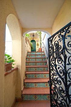 Entrance to old villa in the town of Anacapri.