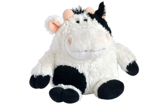 Soft cow toy isolated with path on white background