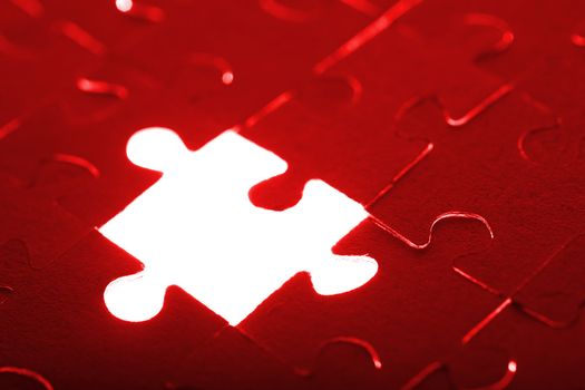 abstract puzzle background with one missing piece