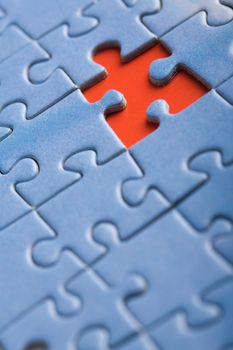 abstract puzzle background with one missing piece