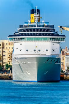 CADIZ, SPAIN - JUN 04: Grand-class cruise ship  Costa Mediterranea at the harbor of Cadiz on Jun 04, 2012 in Cadiz, Spain