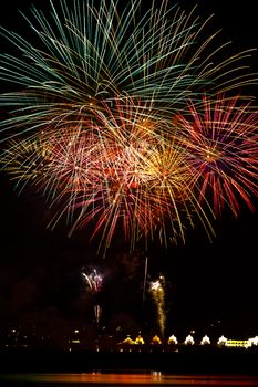 Firework streaks in the night sky