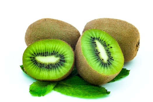 Fresh piece kiwi fruit isolated on white background