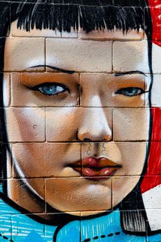 PUERTO REAL, CADIZ, SPAIN-JUL 15: Graffiti of unidentified artist on the first tournament of Graffiti of Puerto Real on Jul 15, 2011, in Puerto Real,  Spain