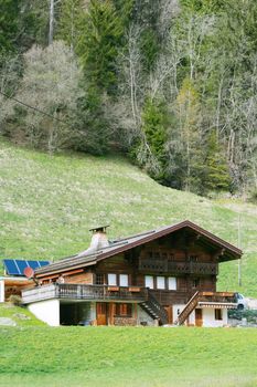 Mountain wooden house in Swiss Alps
