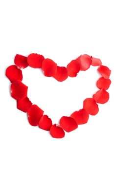 heart of red rose petals isolated
