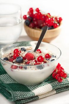 yoghurt with cereal and wild berries
