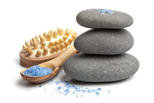 spa stones and herbal salt isolated