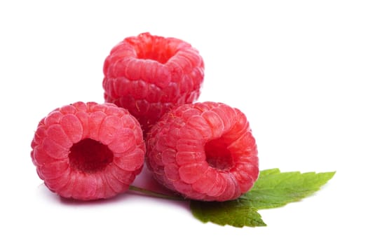 ripe raspberries isolated 
