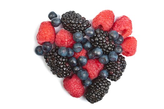 heart of fresh berries isolated