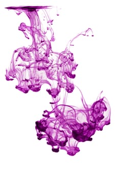 abstract purple ink in water isolated