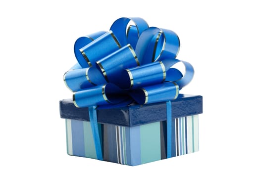 blue gift box with bow isolated