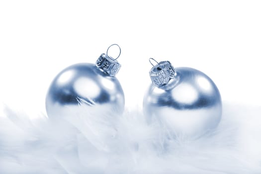 blue christmas balls isolated