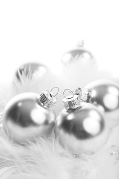 silver christmas balls isolated

