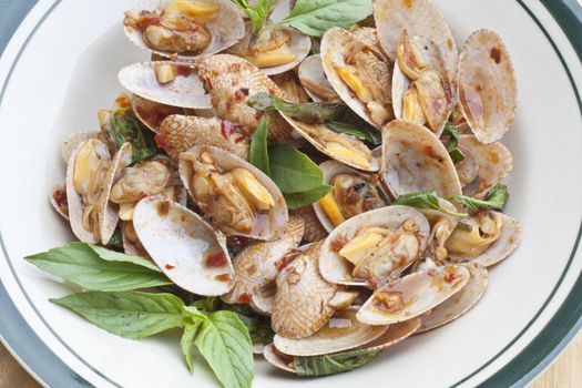 clams, seafood, used to make food such as soup or fried.