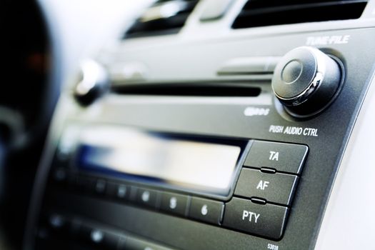 control panel of audio player and other devices of the car