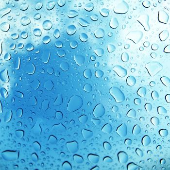 Water Drops on blue background