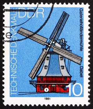 GDR - CIRCA 1981: a stamp printed in GDR shows Windmill, Dabel, Germany, circa 1981