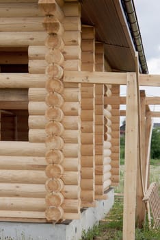 A fragment of a rural building of logs