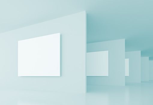 3d Illustration of Blue Gallery Interior Background