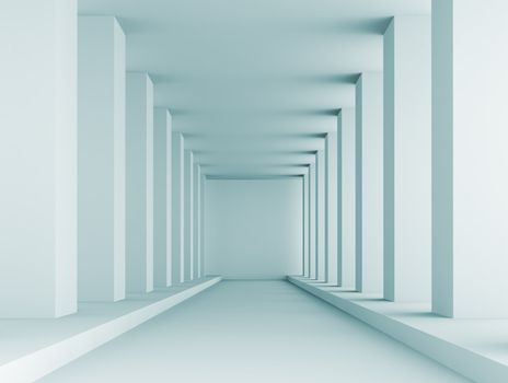 3d Illustration of Blue Columns Hall Background