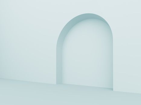 3d Illustration of Blue Arch Interior Background