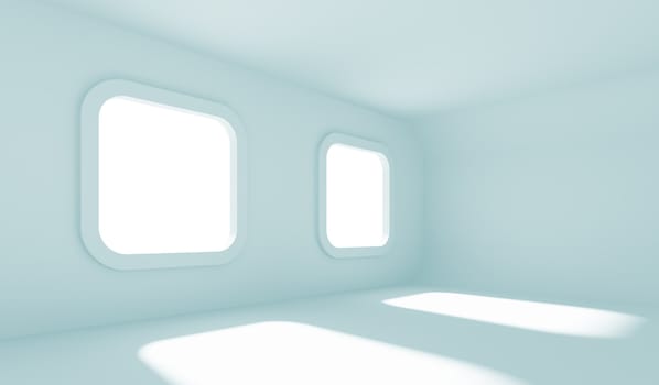 3d Illustration of Blue Empty Room Background