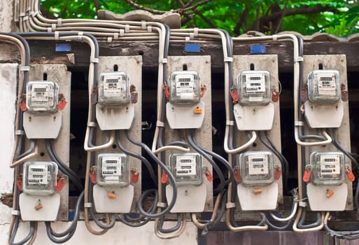 Row of Electric Meters in thailand