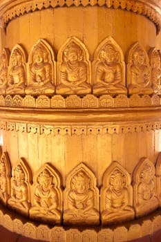 Buddhist Temple Wooden Pole Carving